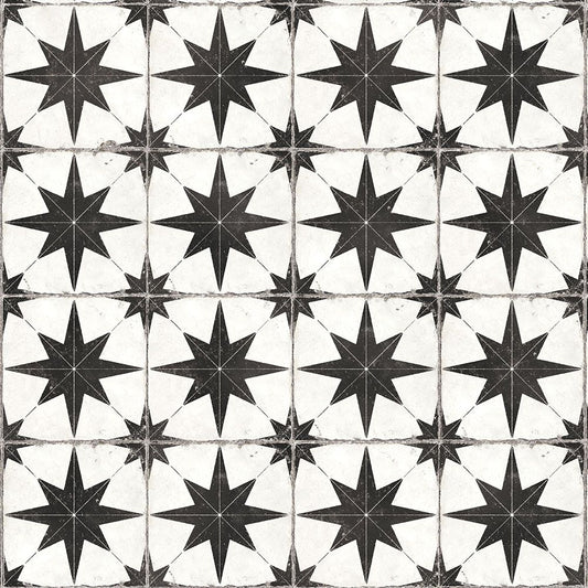 【サンプル】貼ってはがせる 床リメイクシート「Hatte me Floor (ハッテミーフロア)」 レトロタイル柄 FL-RTST-01 / ステラ ブラック