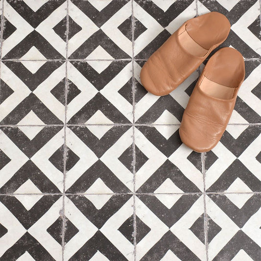 貼ってはがせる 床リメイクシート「Hatte me Floor (ハッテミーフロア)」レトロタイル柄(65cm×1mサイズ) FL-RTTT-01 / テトラ ブラック