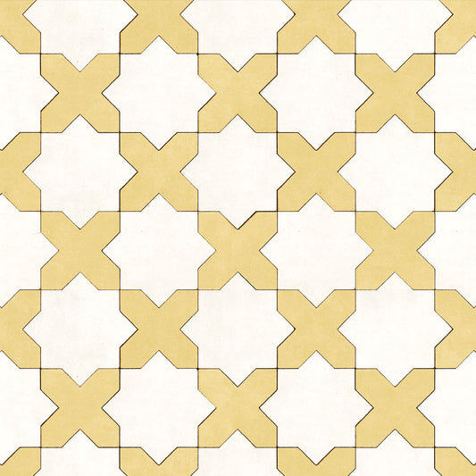 【サンプル】貼ってはがせる 床リメイクシート「Hatte me Floor (ハッテミーフロア)」スタークロス / ホワイト×イエロー