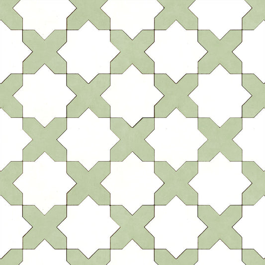 【サンプル】貼ってはがせる 床リメイクシート「Hatte me Floor (ハッテミーフロア)」スタークロス / ホワイト×グリーン