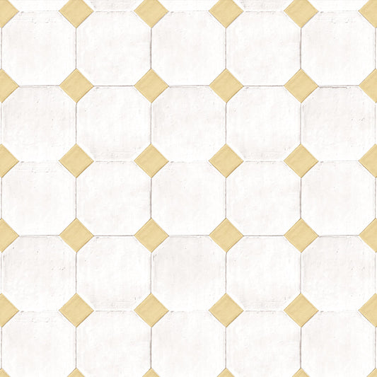 【サンプル】貼ってはがせる 床リメイクシート「Hatte me Floor (ハッテミーフロア)」テラコッタダイヤ / アクセントイエロー