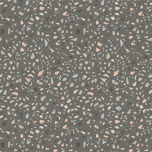 【サンプル】貼ってはがせる 床リメイクシート「Hatte me Floor (ハッテミーフロア)」テラゾー柄 ニュアンスカラー FL-TZNC-06 / グレー