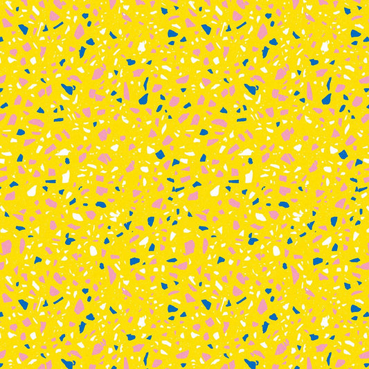 【サンプル】貼ってはがせる 床リメイクシート「Hatte me Floor (ハッテミーフロア)」テラゾー柄 ポップ FL-TZPO-05 / イエロー