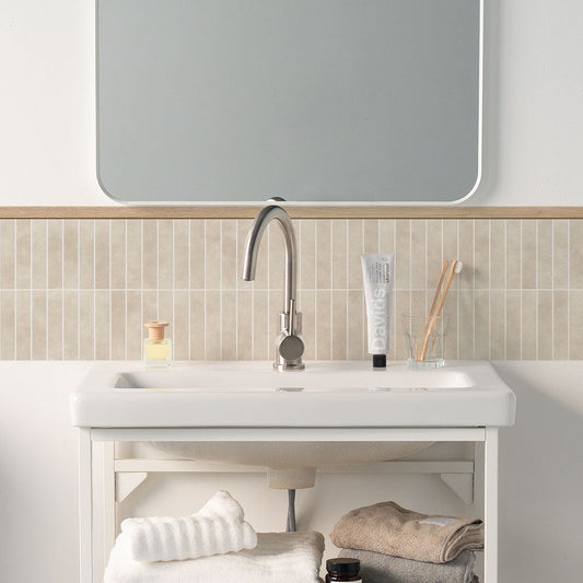 水はね防止シート Unglazed Tile ベージュ MBS-NA04(25cm×1.3m)貼ってはがせる Hatte me! (ハッテミー) 横長サイズ