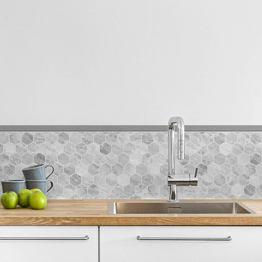 水はね防止シート ヘキサマーブル MBS-NA07(25cm×1.3m)貼ってはがせる Hatte me! (ハッテミー) 横長サイズ