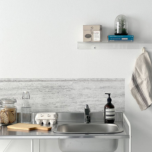 水はね防止シート トラバーチン グレー MBS-NA10(25cm×1.3m)貼ってはがせる Hatte me! (ハッテミー) 横長サイズ