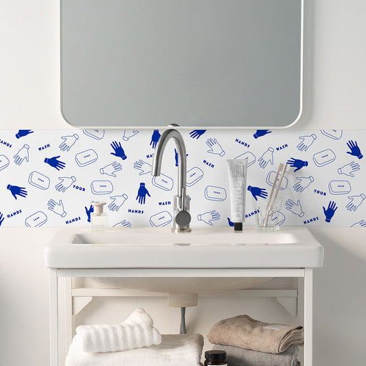 水はね防止シート WASH YOUR HANDS MBS-PO12(25cm×1.3m)貼ってはがせる Hatte me! (ハッテミー) 横長サイズ