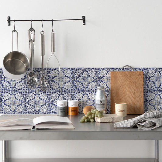 水はね防止シート ヘリテージタイル リーフ MBS-VT06(25cm×1.3m)貼ってはがせる Hatte me! (ハッテミー) 横長サイズ