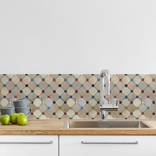 水はね防止シート カラフルアクセントタイル MBS-VT10(25cm×1.3m)貼ってはがせる Hatte me! (ハッテミー) 横長サイズ