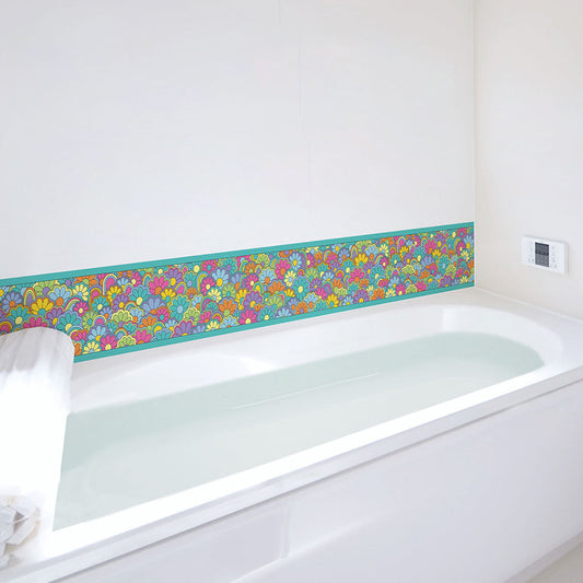 水はね防止シート What's poppin? フラワーグルーヴ ブルー MBS-WP02(25cm×1.3m)