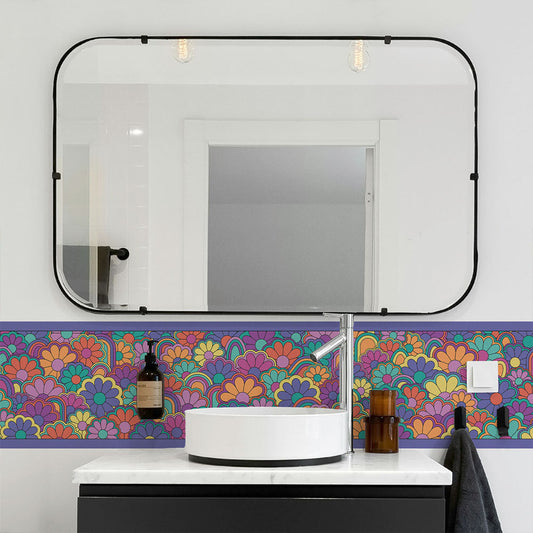 水はね防止シート What's poppin? フラワーグルーヴ パープル MBS-WP04(25cm×1.3m)