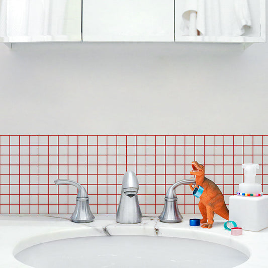 水はね防止シート What's poppin? ミニスクエアタイル レッド MBS-WP17(25cm×1.3m)