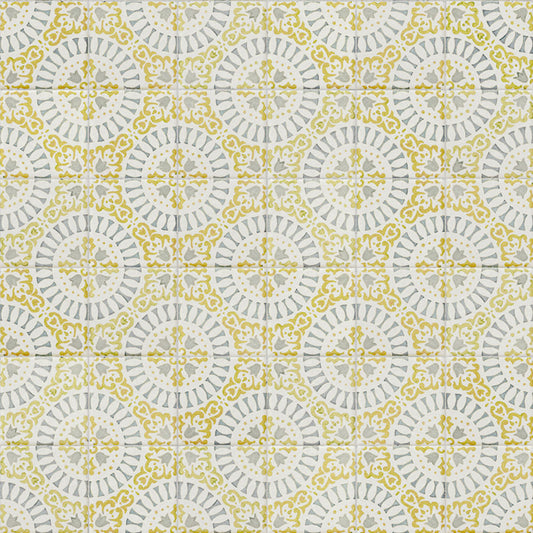 【サンプル】貼ってがせるリメイクシート「Hatte me! (ハッテミー)」KKアンティークタイル柄 ATKK-02 ライトグレー x イエロー