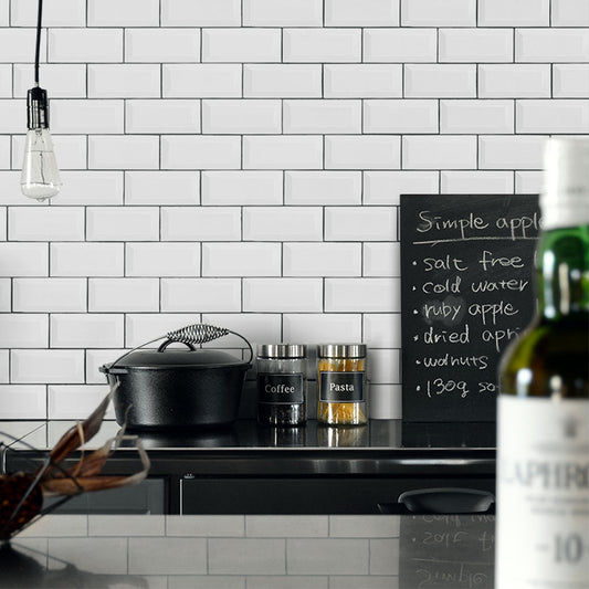 貼ってはがせる シール壁紙 「Hatte me! (ハッテミー)」 リメイクシート メトロタイル柄 (65cm×1mサイズ) BJMT-01 / ホワイト