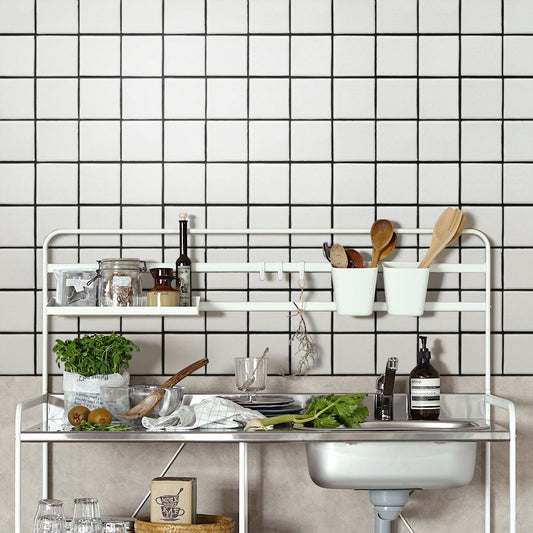 貼ってはがせる シール壁紙 「Hatte me! (ハッテミー)」 リメイクシート 黒目地タイル柄スクエア (65cm×1mサイズ) BJST-01