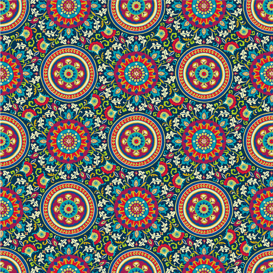 【サンプル】貼ってがせるリメイクシート「Hatte me! (ハッテミー)」BOHO柄 BOHO-A1m ブルー mini