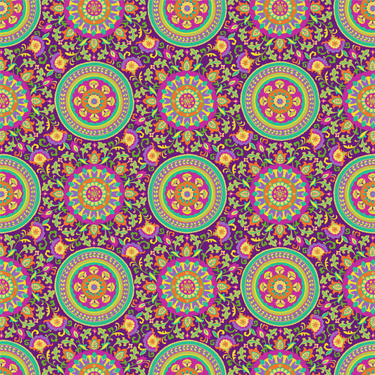 【サンプル】貼ってがせるリメイクシート「Hatte me! (ハッテミー)」BOHO柄 BOHO-A3m パープル mini