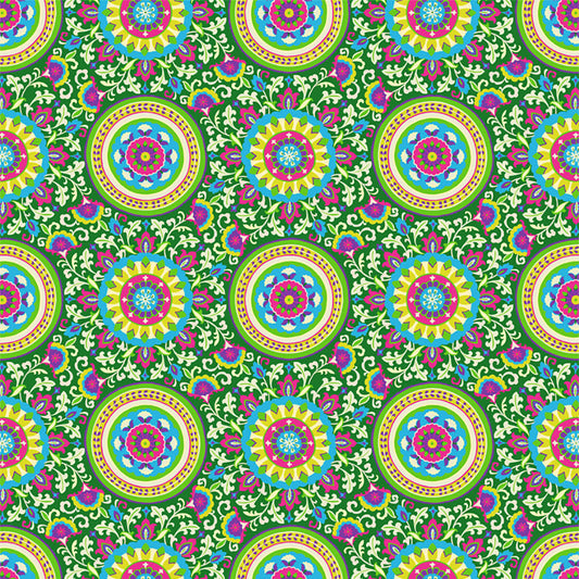 【サンプル】貼ってがせるリメイクシート「Hatte me! (ハッテミー)」BOHO柄 BOHO-A4m グリーン mini