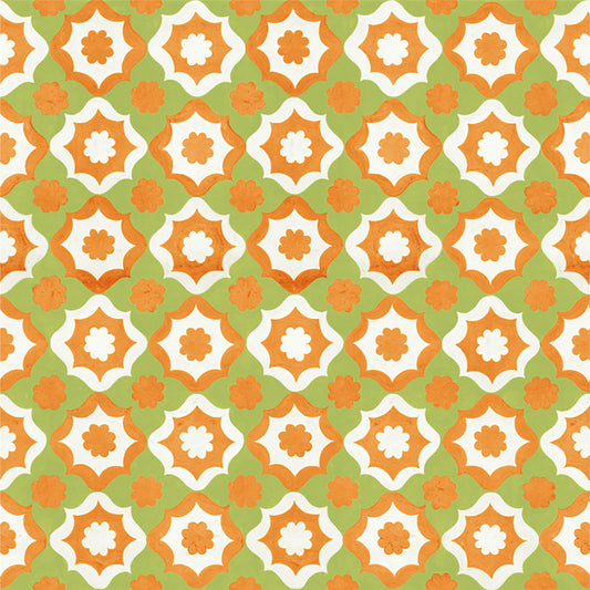 【サンプル】貼ってがせるリメイクシート「Hatte me! (ハッテミー)」復刻ヴィンテージ柄 FKVT-A5 イエローグリーン x オレンジ