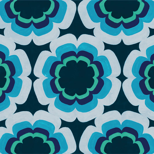 【サンプル】貼ってがせるリメイクシート「Hatte me! (ハッテミー)」復刻ヴィンテージ柄 FKVT-B2 ブルー x ブルー