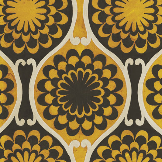 【サンプル】貼ってがせるリメイクシート「Hatte me! (ハッテミー)」復刻ヴィンテージ柄 FKVT-D4 ブラウン x オレンジ