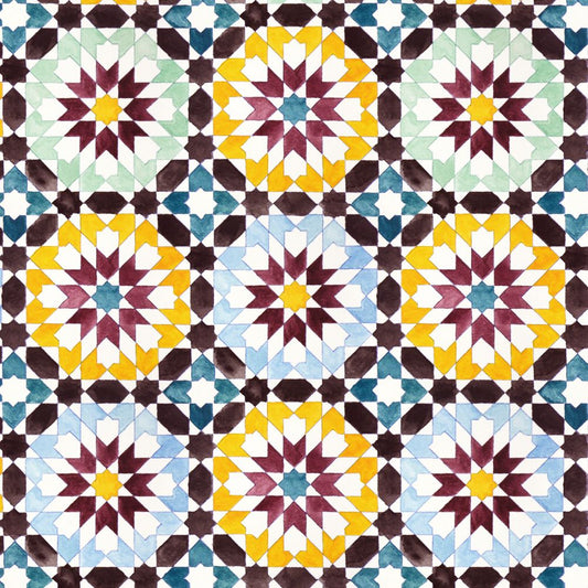 【サンプル】貼ってがせるリメイクシート「Hatte me! (ハッテミー)」モロッコタイル柄 MORO-01 ブルーxグリーン