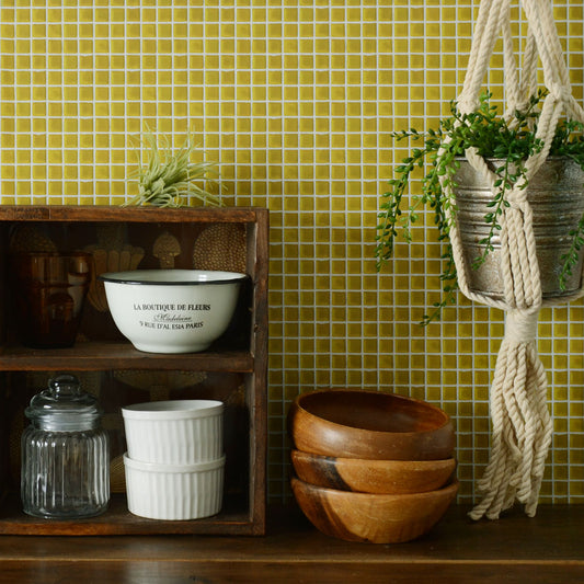 貼ってはがせる シール壁紙 「Hatte me! (ハッテミー)」 リメイクシート モザイクタイル柄 (65cm×2.6mサイズ) MOSA-05 イエロー