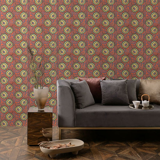 【水だけで貼れるようになりました!】はがせるパッチワーク壁紙 Hattan Pattern African ハッタン パターン アフリカン カラフル HPA-C14