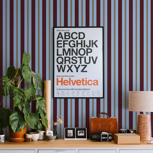 はがせる壁紙 のりなしタイプ アイビーストライプD (49cm×2.5mサイズ) NKH-ASD01 サックス