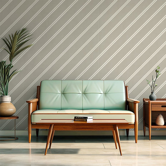 はがせる壁紙 のりなしタイプ アイビーストライプF (49cm×2.5mサイズ) NKH-ASF02 グレージュ×ホワイト