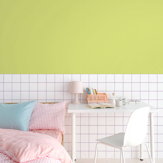 はがせる壁紙 のりなしタイプ カラフルPOPタイル (49cm×2.5mサイズ) NKH-CP05 ライトグリーン×パープル目地