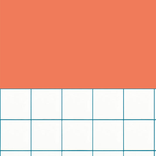 【サンプル】はがせる壁紙 のりなしタイプ カラフルPOPタイル NKH-CP06 オレンジ×ターコイズ目地