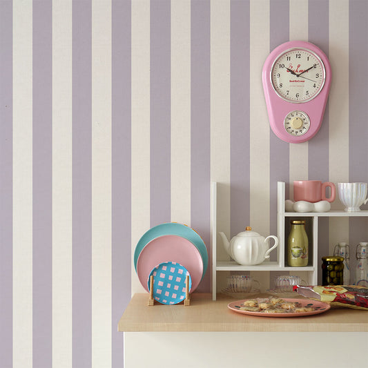 はがせる壁紙 のりなしタイプ キャンディストライプA (49cm×2.5mサイズ) NKH-CSA05 くすみパープル
