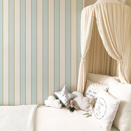 はがせる壁紙 のりなしタイプ キャンディストライプB (49cm×2.5mサイズ) NKH-CSB02 ペールブルー