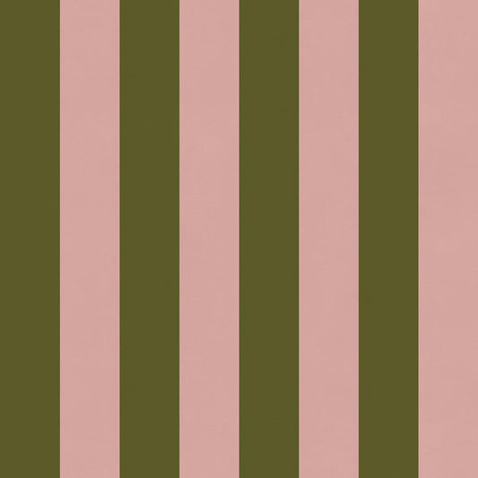 【サンプル】はがせる壁紙 のりなしタイプ ロンドンストライプW4 NKH-LS408 モスグリーン×ピンク