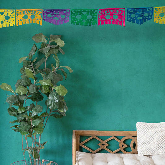 貼りやすいフリース壁紙(のりなし) メキシカントーン (49cm×3mサイズ) NKH-MT04 ターコイズ