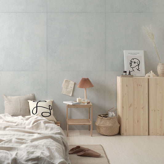 水で貼れる はがせる壁紙 Quattro Hattan クワトロ ハッタン(90cm×90cm)カラーモルタル ペールブルー