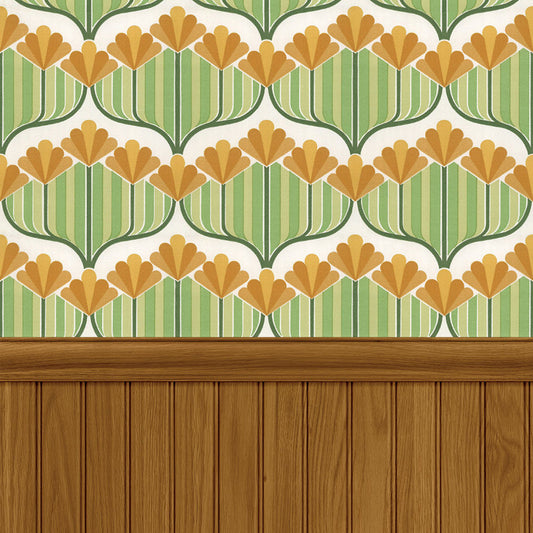 【サンプル】はがせる壁紙 のりなしタイプ レトロトレヴィンテージ切り替えパネル NRT-VWK04 シャロット