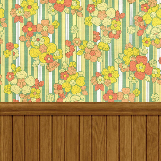 【サンプル】はがせる壁紙 のりなしタイプ レトロトレヴィンテージ切り替えパネル NRT-VWK05 ブルーム