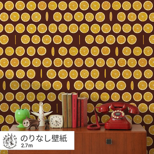 はがせる壁紙 のりなしタイプ WALLTZ ウォルツ イワタニユウスケ オランジェット ブラウン NWZ-OJBR(49cm×2.7mサイズ)