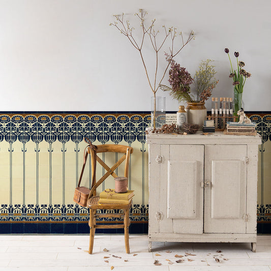 はがせる壁紙 シールタイプ ローワーウォールシート Lower wall sheet アールヌーボータイル TKH-LWA01 アズール