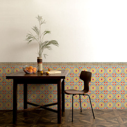 はがせる壁紙 シールタイプ ローワーウォールシート Lower wall sheet モロッカンタイル TKH-LWA03 アハマル