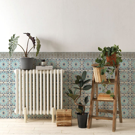 はがせる壁紙 シールタイプ ローワーウォールシート Lower wall sheet モロッカンタイル TKH-LWA04 アズラク