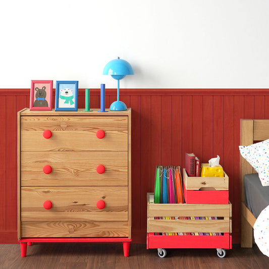 はがせる壁紙 シールタイプ ローワーウォールシート Lower wall sheet ブロックキッズ TKH-LWB05 レッド