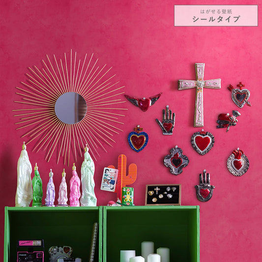 はがせる壁紙 シールタイプ メキシカントーン (49cm×3mサイズ) TKH-MT03 メキシカンピンク