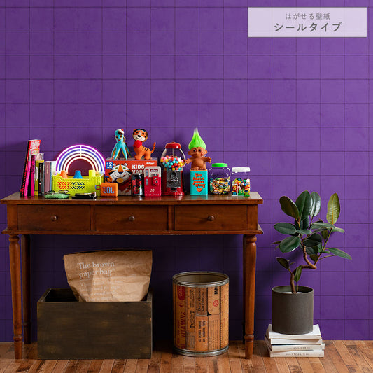 はがせる壁紙 シールタイプ メキシカントーンタイル (49cm×2.5mサイズ) TKH-MT06 バイオレット
