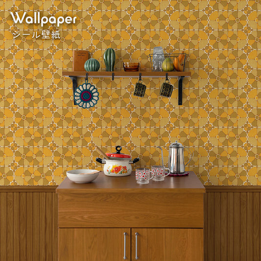 はがせる壁紙 シールタイプ レトロトレ ヴィンテージ切り替えパネル (49cm×2.5mサイズ) TRT-VWK03 カモミール