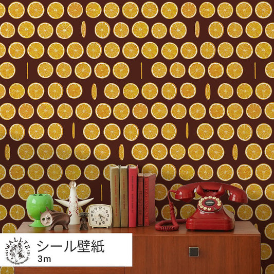 はがせる壁紙 シールタイプ WALLTZ ウォルツ イワタニユウスケ オランジェット ブラウン TWZ-OJBR(49cm×3mサイズ)