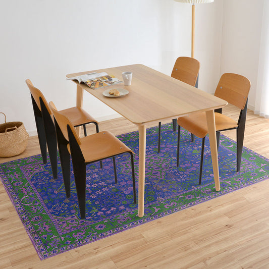 拭けるラグ 「Sheete me ! (シーテミー)」 150cm×220cm ビンテージカーペット ブルー×パープル