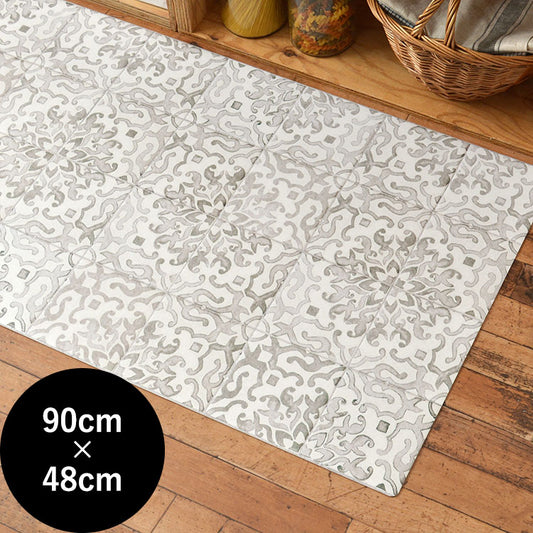 オリジナルキッチンマット 「Sheete me ! (シーテミー)」 90cm×48cm アンティークタイル グレー